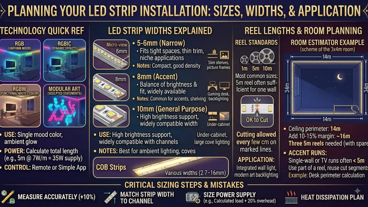 LED Strip Light Sizes Explained: Widths, Lengths & How to Choose
