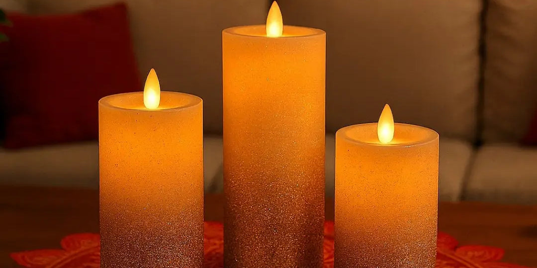 LED Pillar & Moving Wick Candles for Diwali Decoration 2025