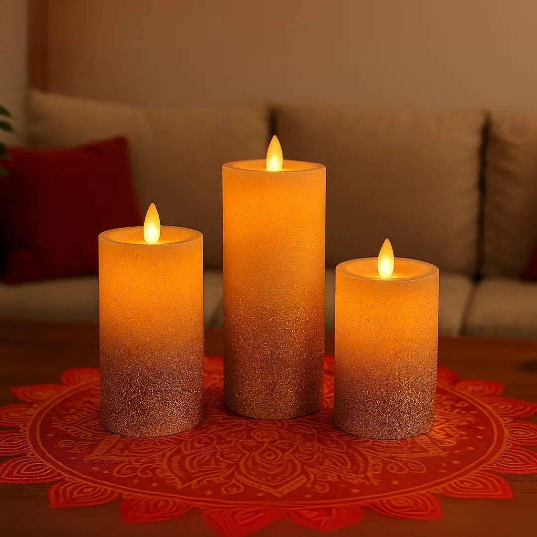 LED Pillar & Moving Wick Candles for Diwali Decoration 2025