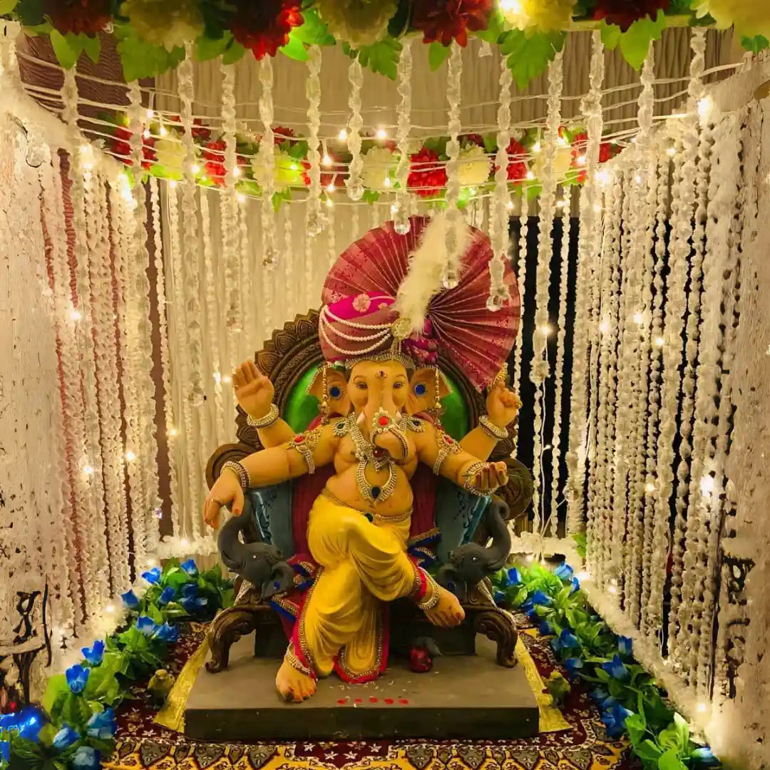 Makhar Decoration – Ganpati Backdrop Lights 2026
