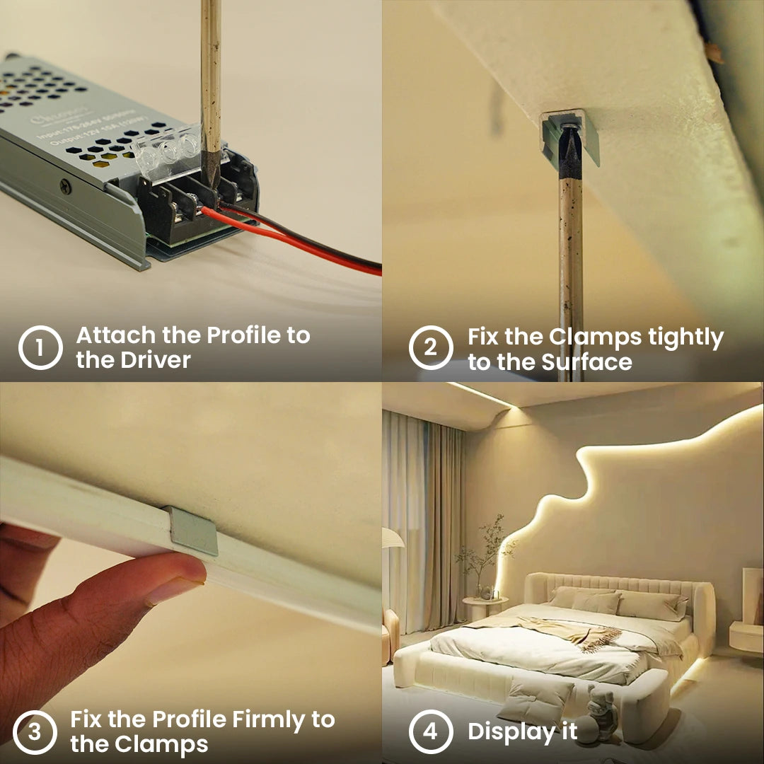 Flexible LED neon profile, 15×10 mm silicone.