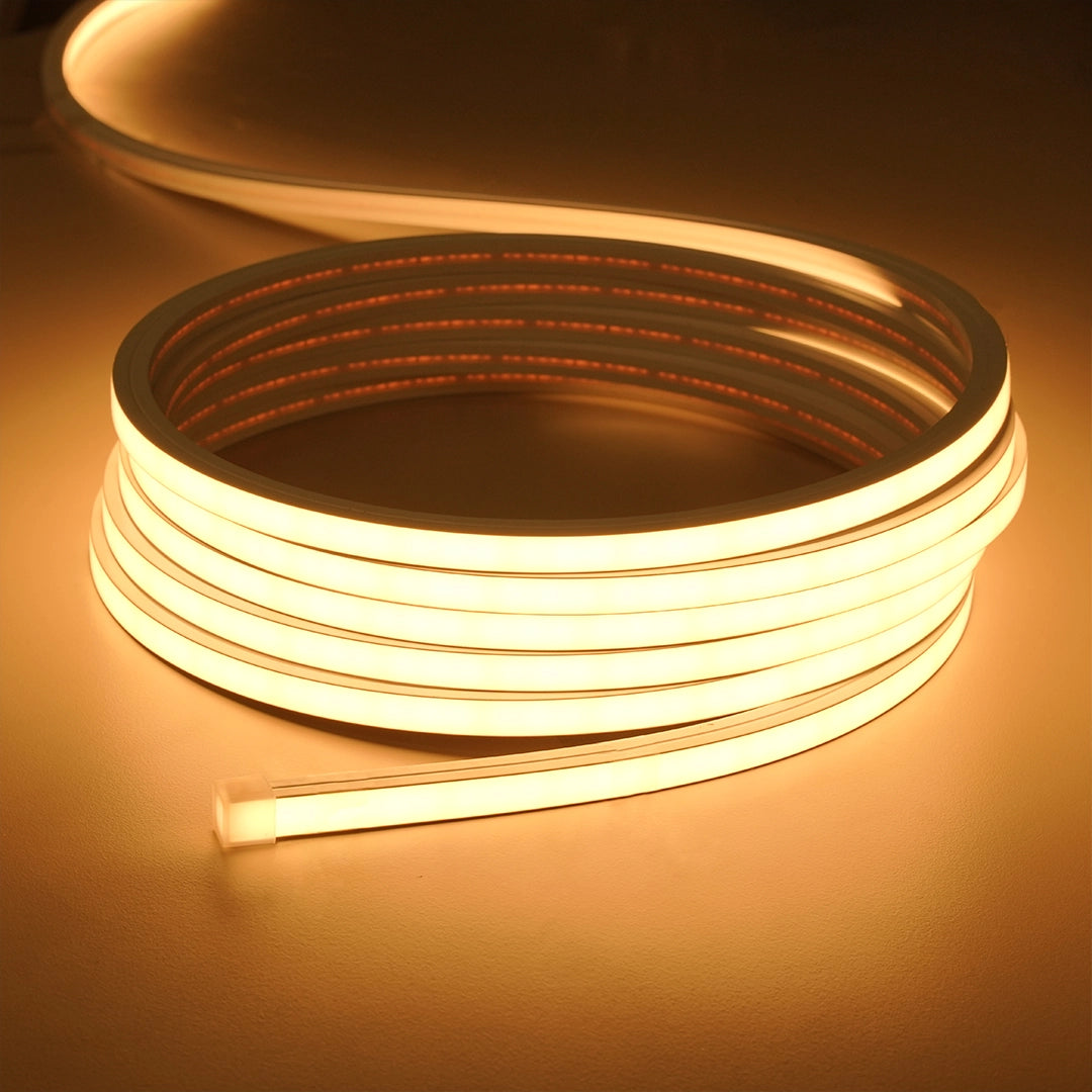 Installed 16x16mm neon silicone profile light on interior wall