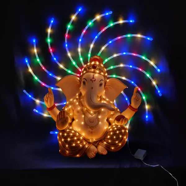 Ganpati Decoration LED Chakra – Multi-Color 220V Plug-In Backdrop Light for Murti Decoration