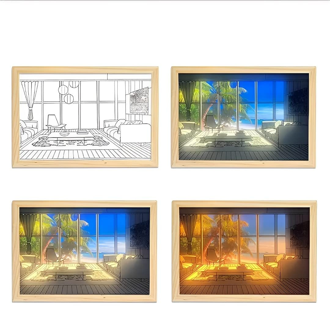 Led Light Painting Artwork Photo Night Luminous Table Lamp Chronos Lights