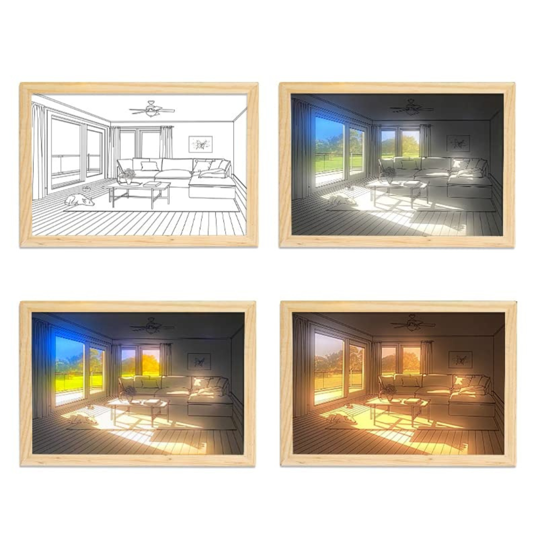 Led Light Painting Artwork Photo Night Luminous Table Lamp Chronos Lights