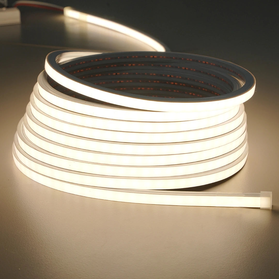 Cord powered LED neon profile, 8×8 mm, IP65 grade.