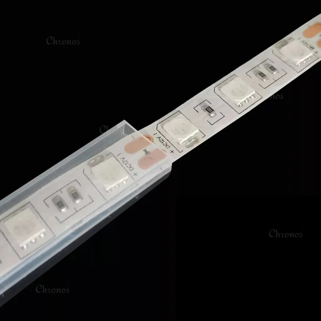 Installing a 10mm LED strip inside a transparent silicone sleeve