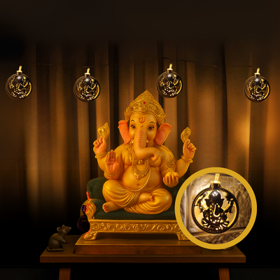 Ganpati Metal String Lights | Amber Yellow LED | Ganpati Decoration