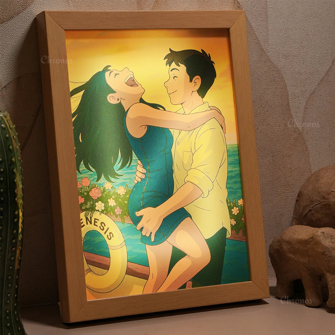 Ghibli-Inspired Personalized LED Light Frame – Custom Anime Wall Decor with Adjustable Lighting