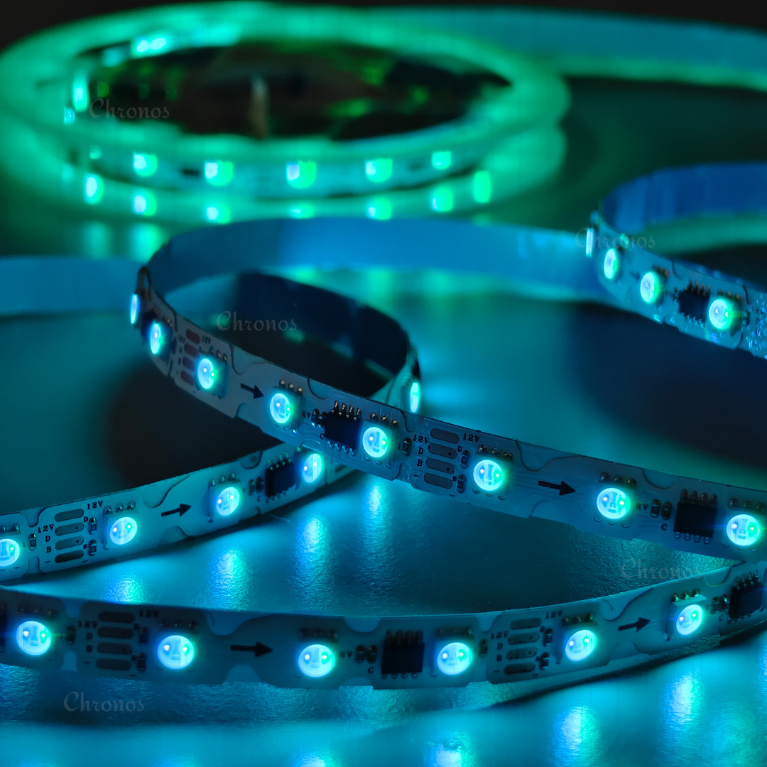 RGBIC LED strip lighting for colorful TV backlighting and home entertainment setups.