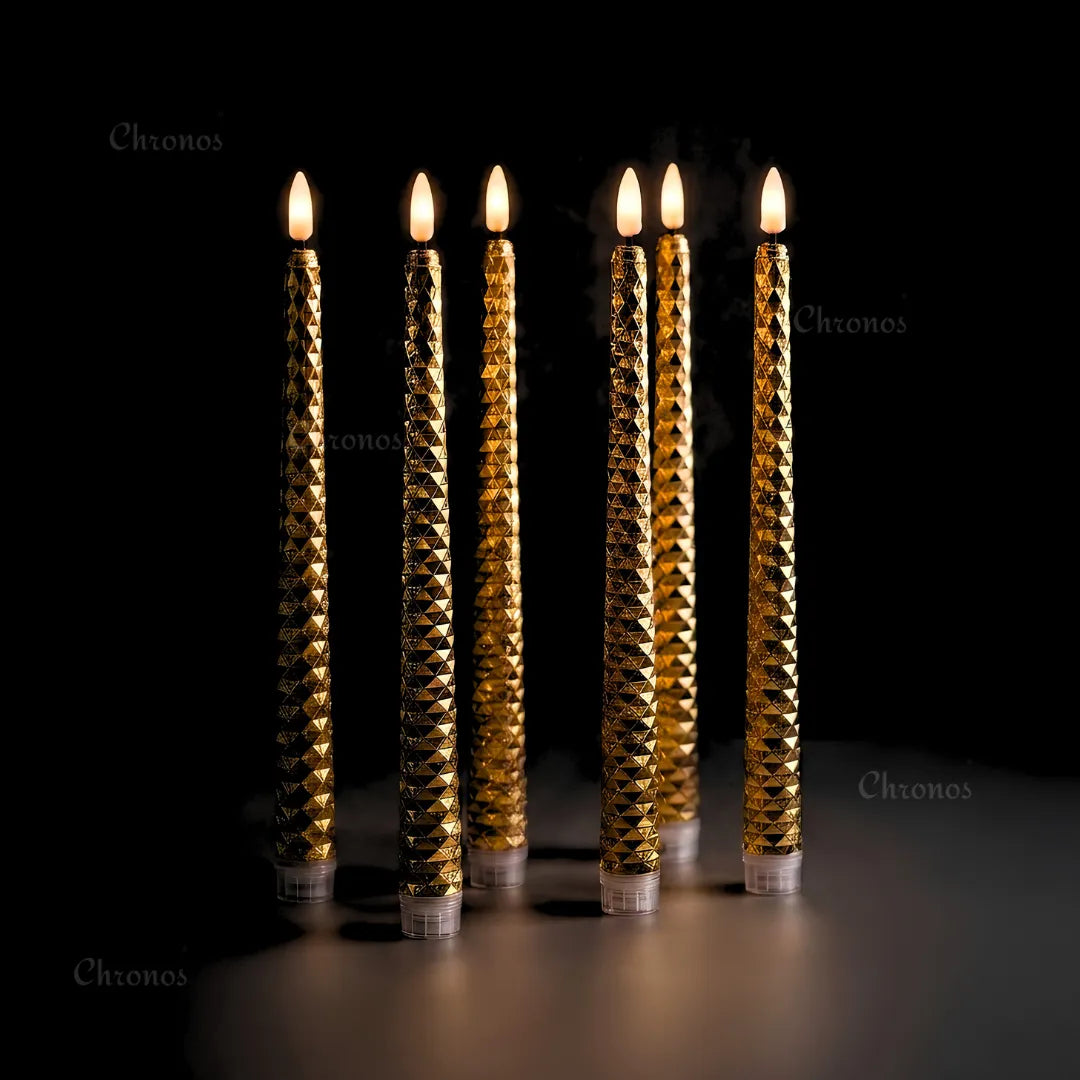 Reusable battery operated decorative LED candles with flickering flame
