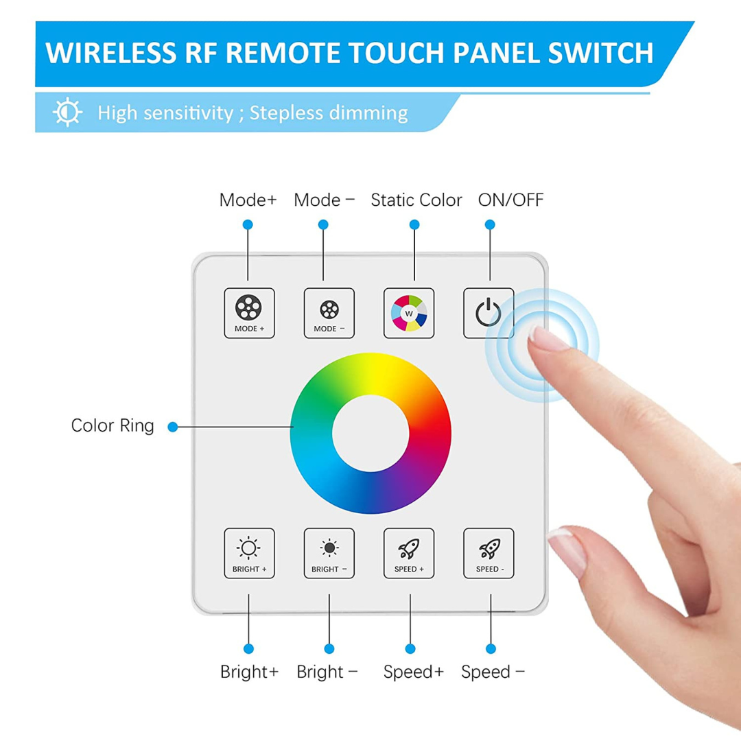 Wireless RF Wall Mounted Smart Touch Panel Controller with RGB Dimmer Controller Chronos Lights