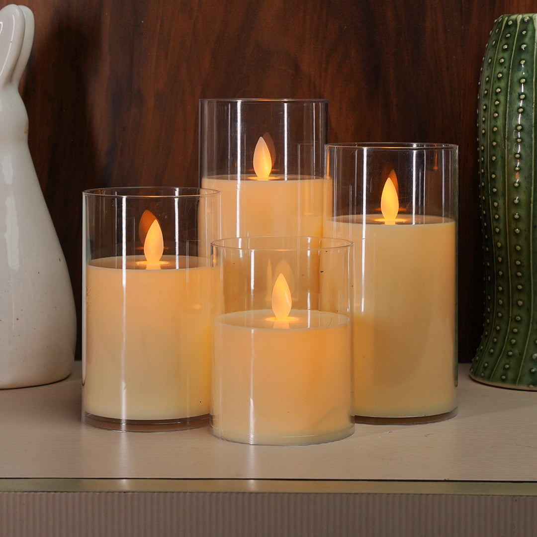 Acrylic LED candle with moving flame effect for Diwali, Christmas, and parties – Chronos Lights