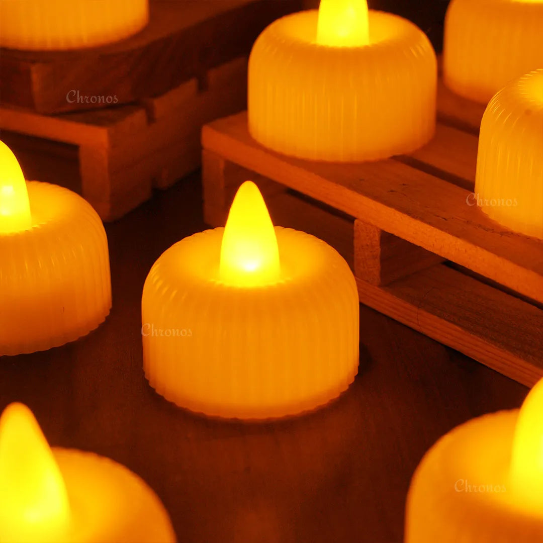 Chronos Lights amber yellow flameless LED tea lights pack of 10 for festive décor