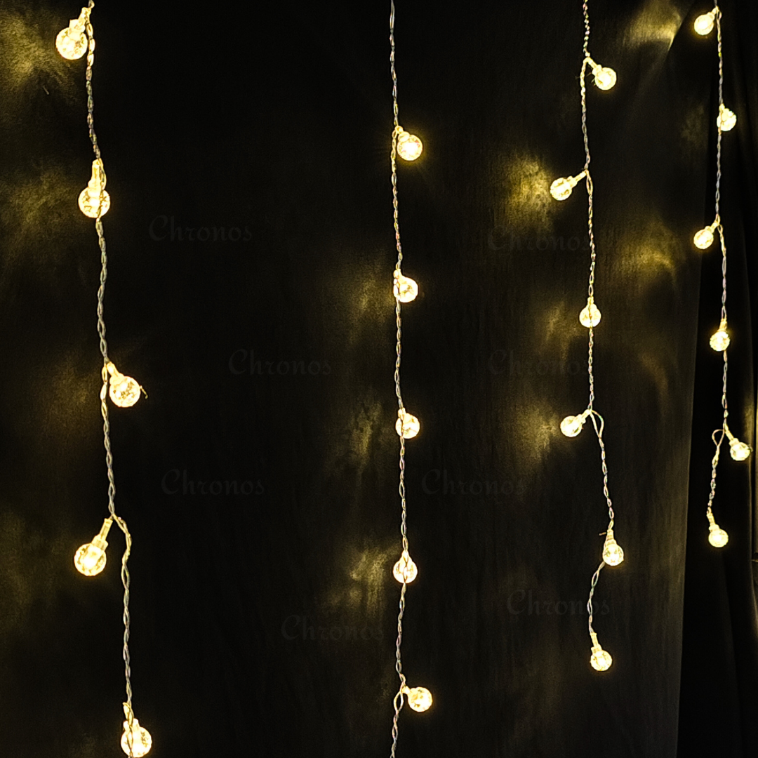 Decorative bubble curtain LED fairy lights for balconies, patios, and home interiors