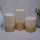 LED glitter candle powered by AAA batteries, featuring safe flameless design with glitter-coated body for elegant lighting.