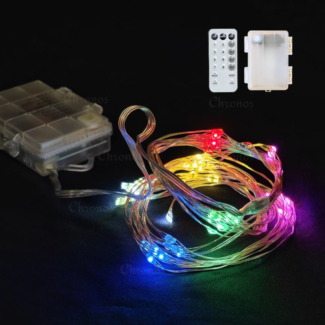 Battery operated RGB waterfall fairy string lights for festive and decorative use