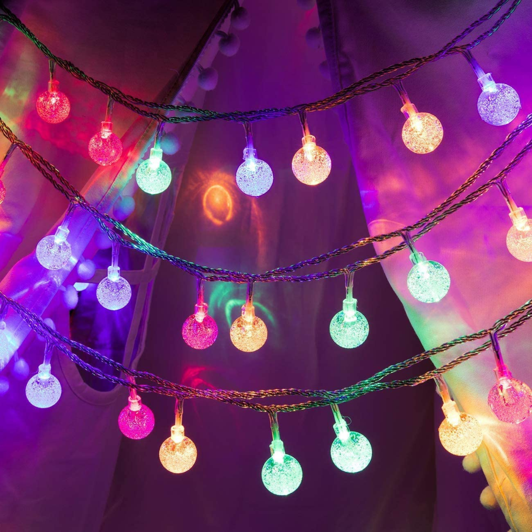 Bubble decorative string lights warm white with elegant glowing effect