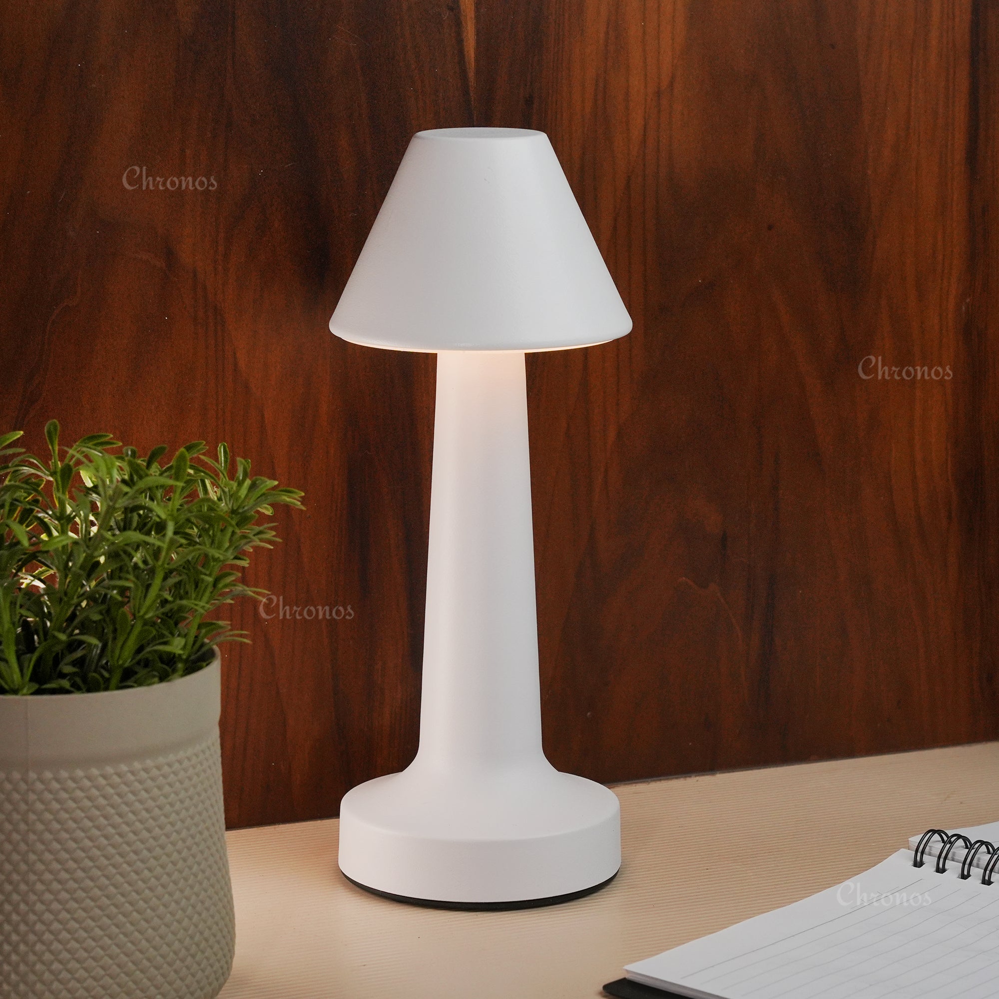 Chronos Lights Pyramid LED table lamp – rechargeable, touch dimmable, modern design