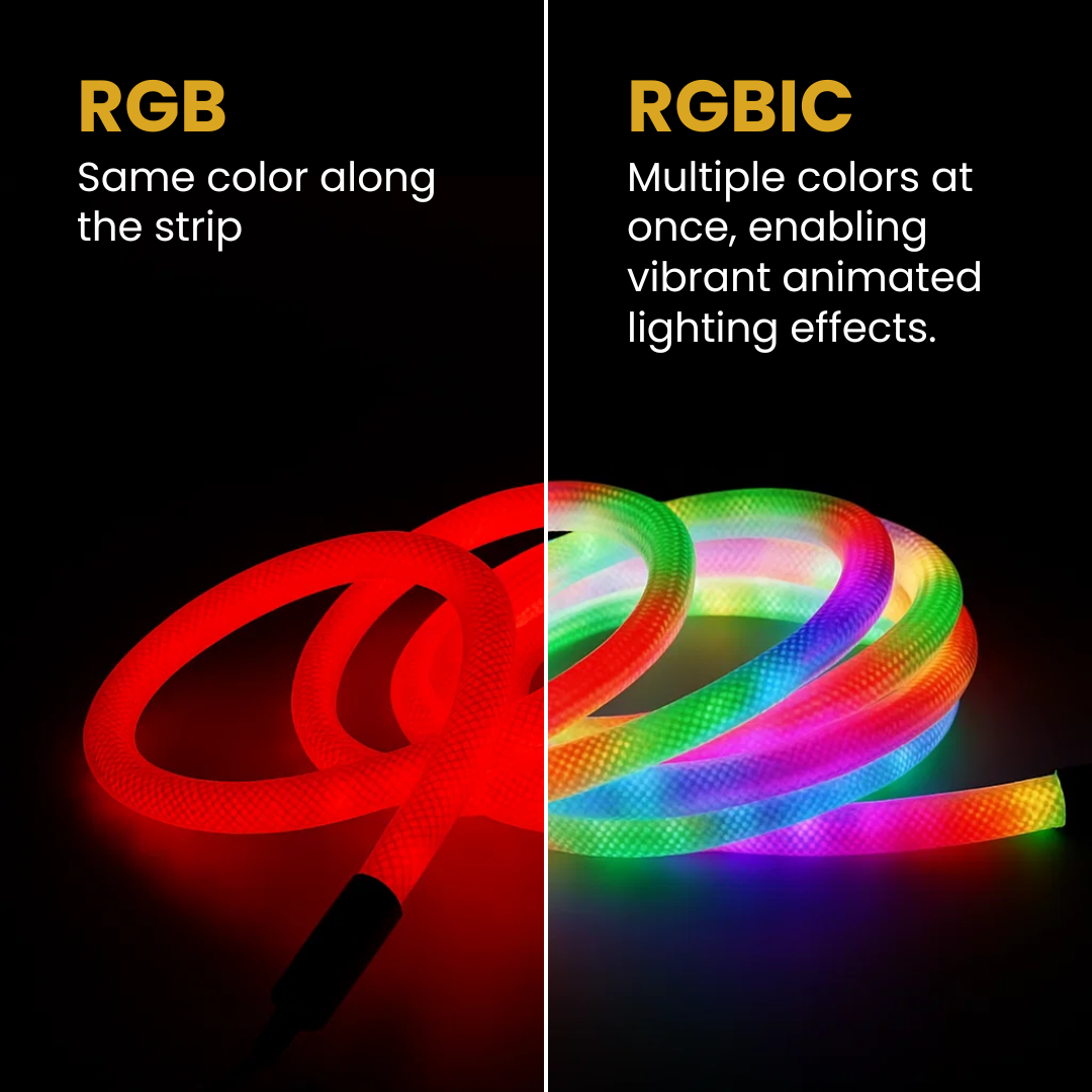 USB powered flexible RGBIC neon rope light from Chronos Lights