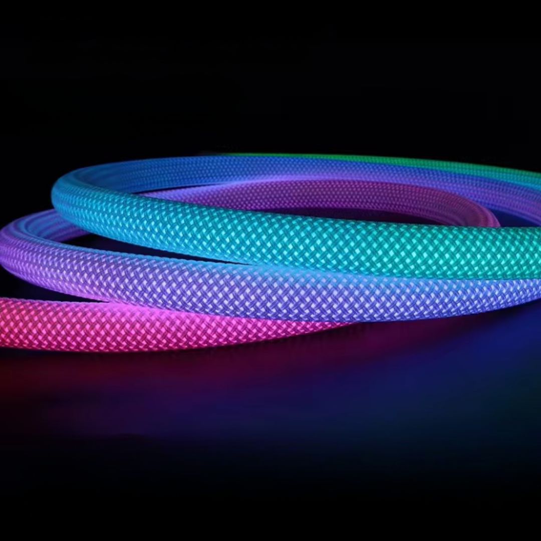 USB powered RGBIC neon rope light by Chronos Lights for gaming and events