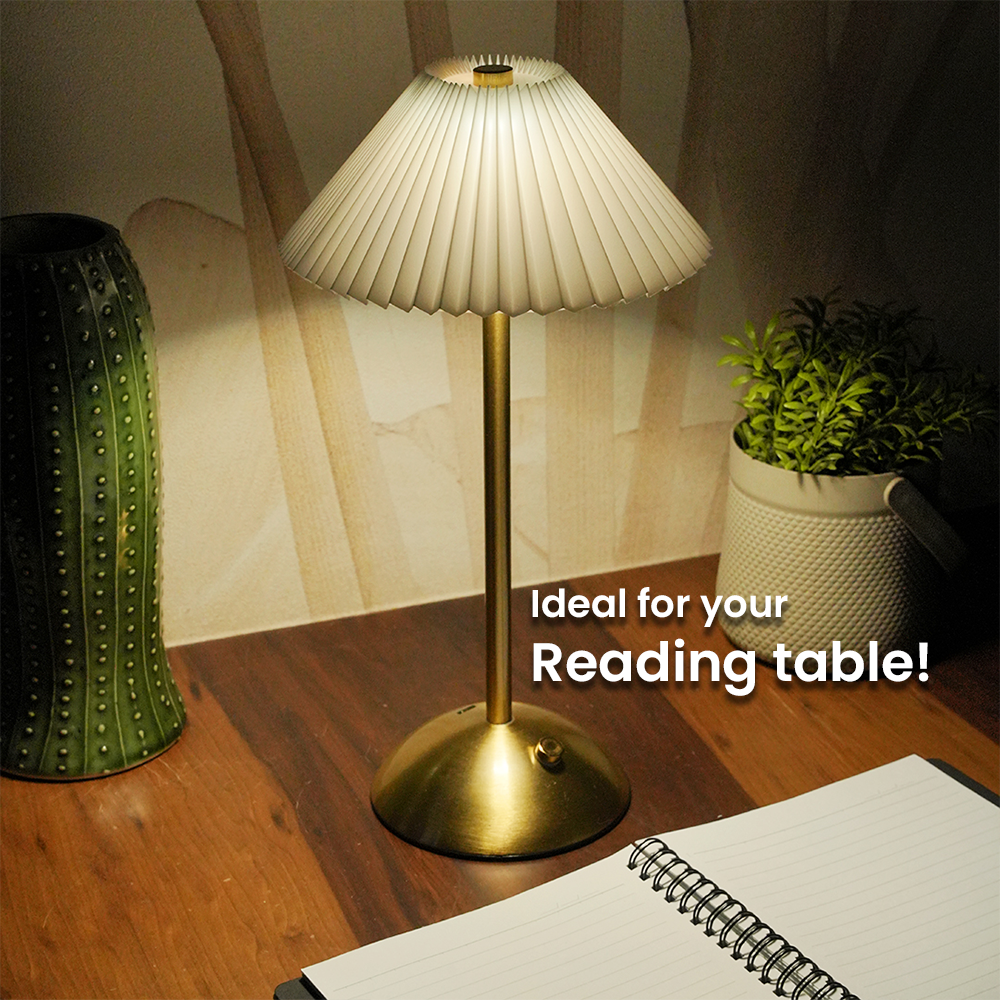 Cordless rechargeable table lamp perfect for restaurants, cafes, and fine dining