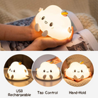 Cute silicone lamp featuring color-changing LED lights and easy touch sensor control.