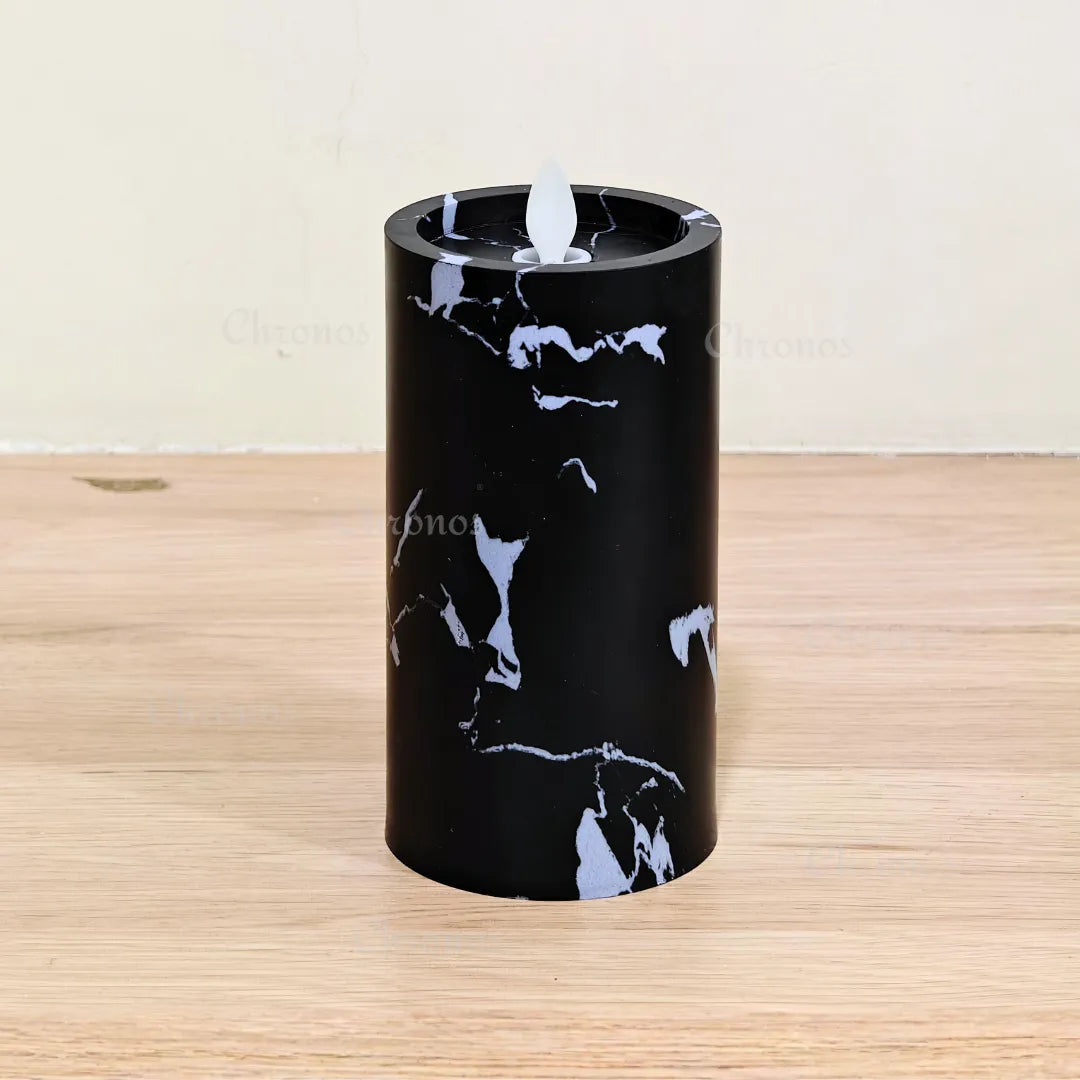 Decorative black LED candle enhancing modern home interiors