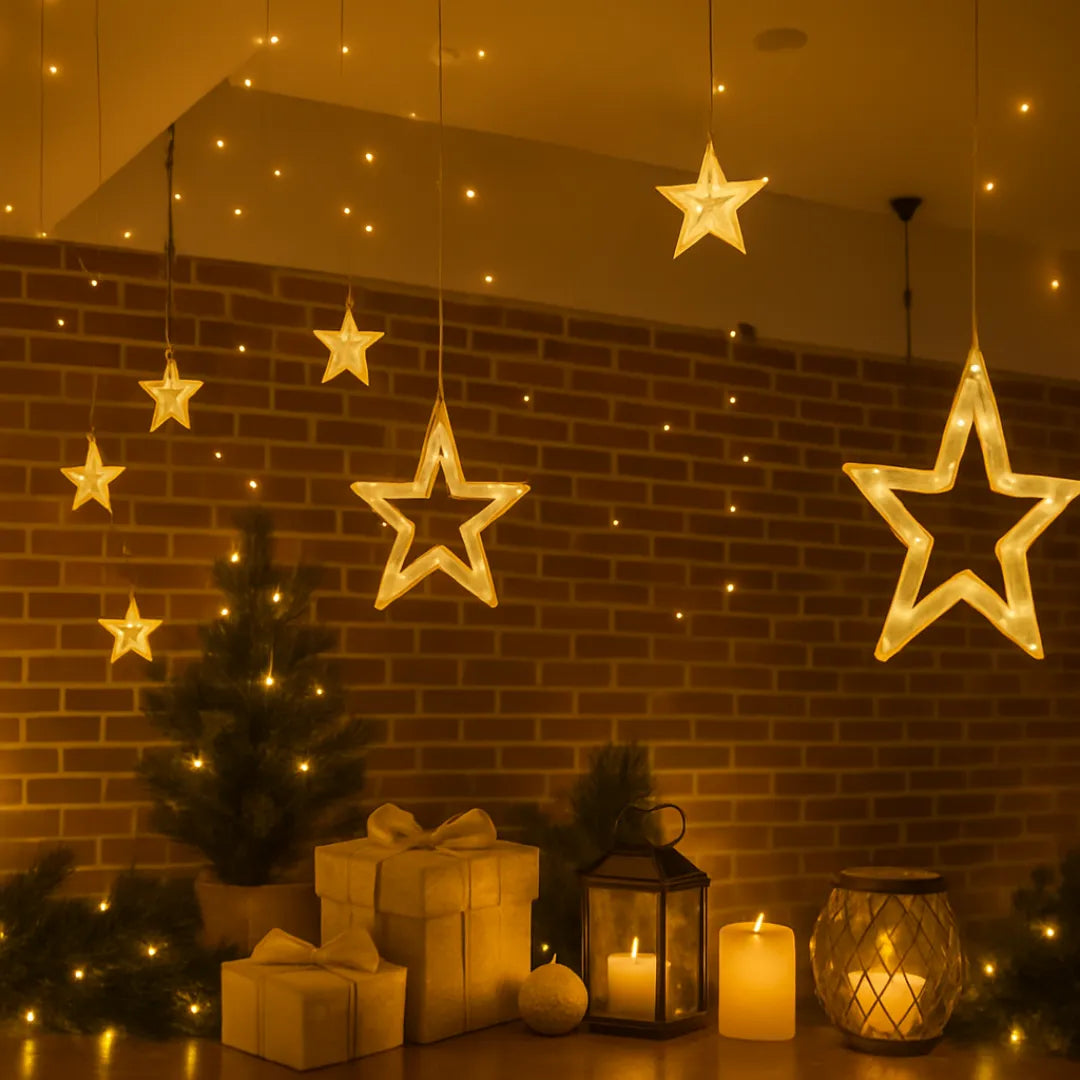 Decorative star curtain lights for party ambiance