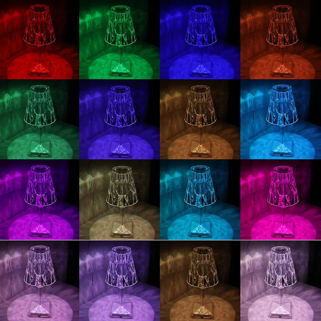 Diamond Reflection Portable LED Crystal Table Lamp 16 color RGB Remote control