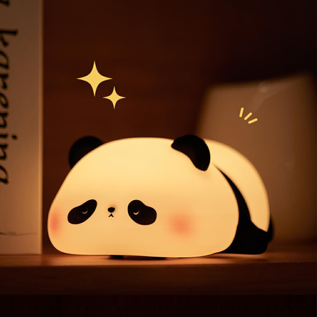 Dimmable squishy LED night light with USB charging, offering three brightness levels for nursery use.