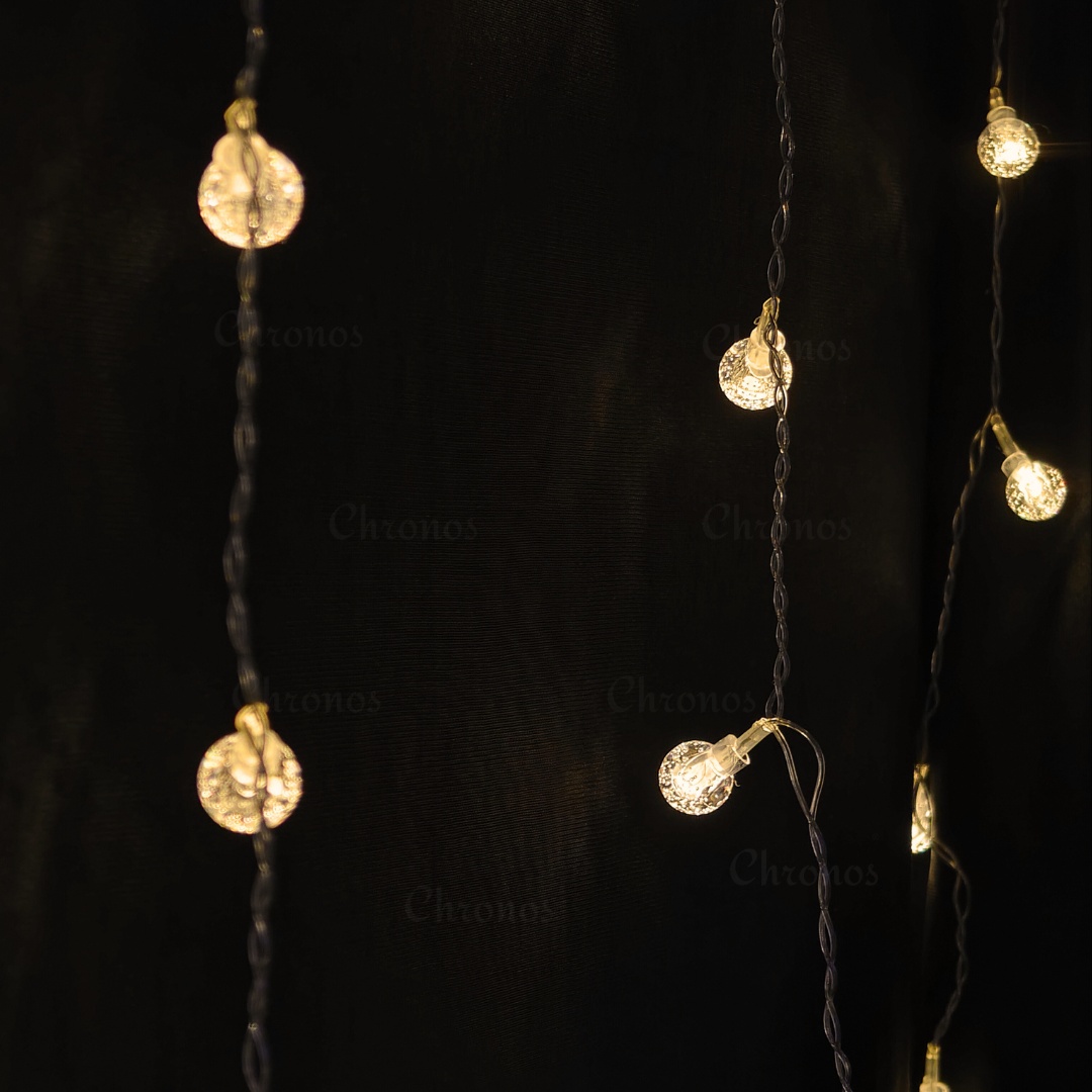 Warm white bubble curtain LED lights for Diwali decorations and home ambiance