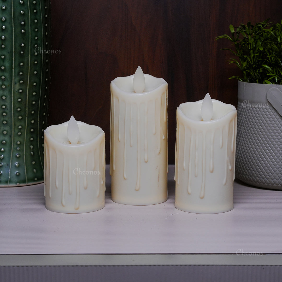LED dripping pillar candles for Diwali festive decoration