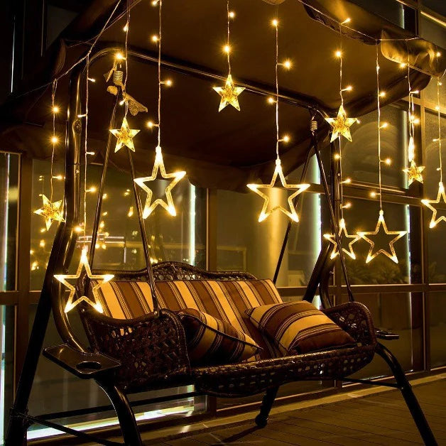 Decorative star curtain LED lights for DIY wall décor, events, and creative backdrops