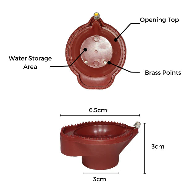 Eco-Friendly LED Brown Diyas – Pack of 12, Water-Activated LED Glow, Flameless and Safe for Indoor Use – Chronos Lights