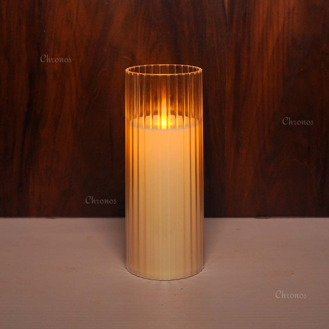 Elegant transparent LED candle for pooja room, mandir, and spiritual dรฉcor