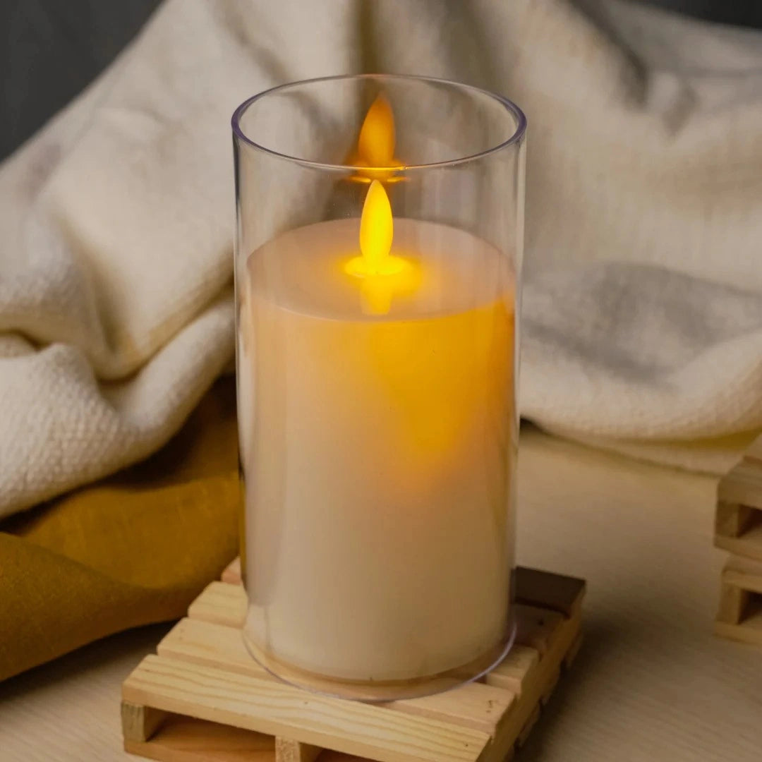 Festive Acrylic LED Moving Flame Candle – Perfect for Diwali, Christmas, weddings, and celebrations