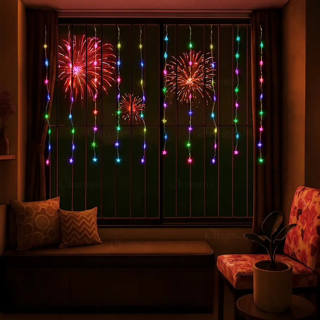 Festive LED star hanging lights for celebrations and special occasions