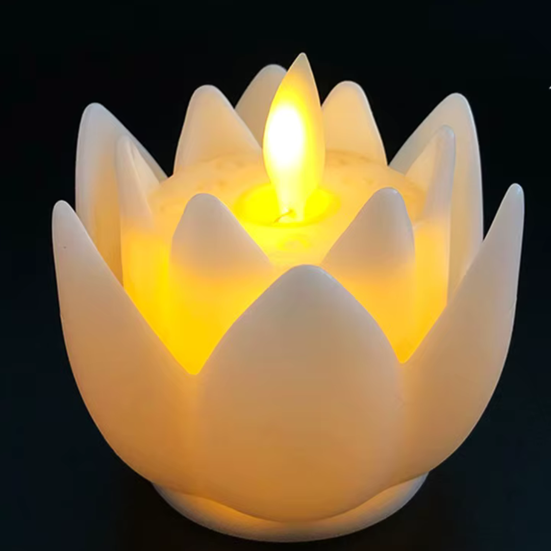 Flameless LED Lotus Candles for Diwali, Christmas, and celebrations—safe, energy-efficient, and long-lasting decorative lighting.