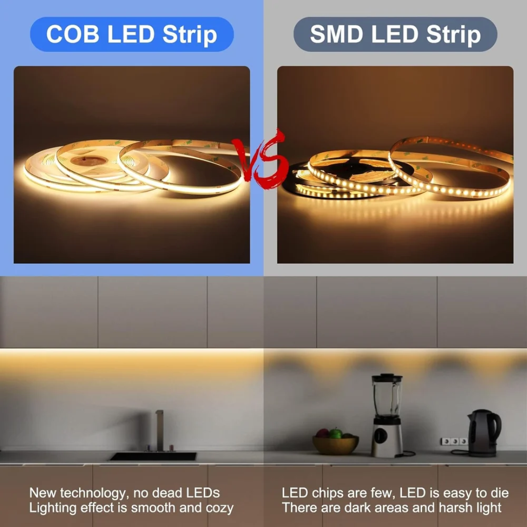 Flexible Blue 8mm COB LED Strip Light – 320 LEDs/m, 12V, 5M – Ideal for Gaming & Party Decor