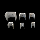 Accessories: silicone end caps and metal clips for flexible LED channel.