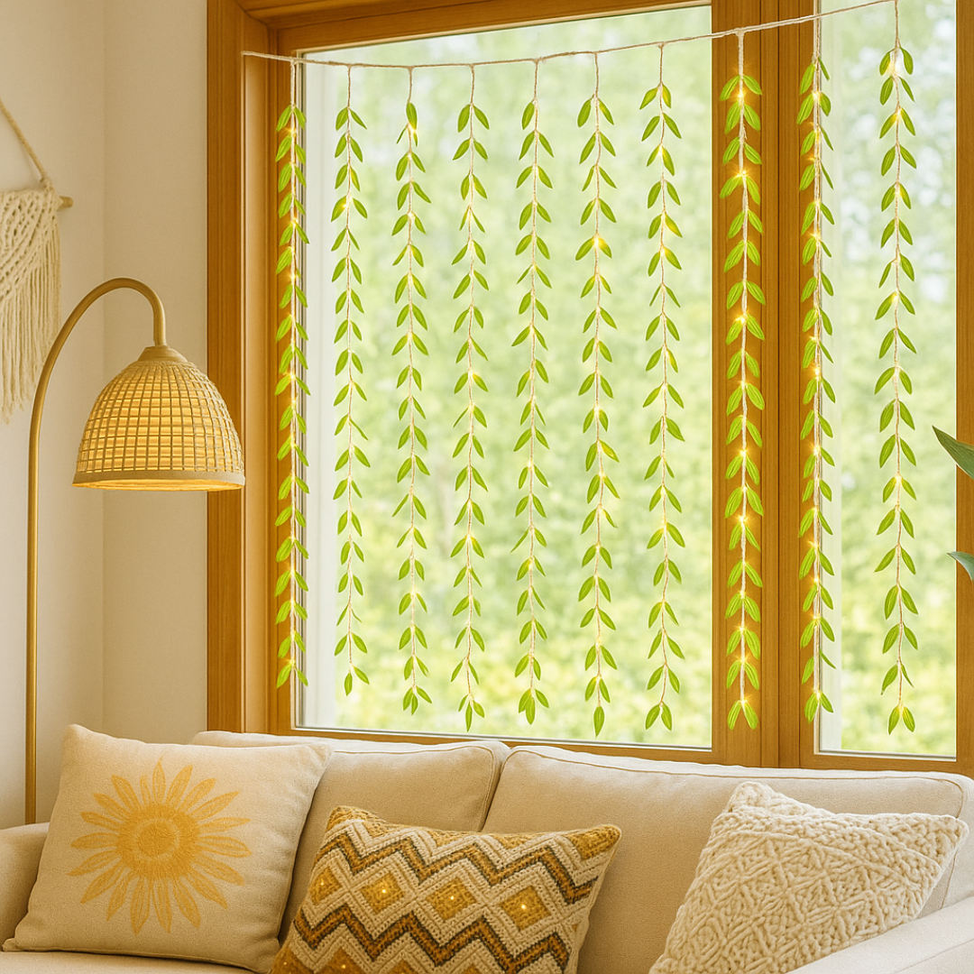 Leaves garland curtain string lights for Ganpati mandap and festive decoration – Chronos Lights