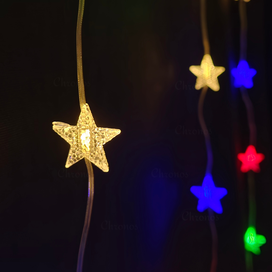 Glowing star curtain lights with 8 lighting effects for dynamic décor