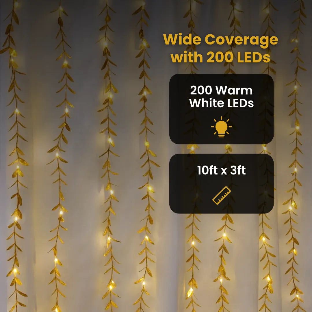 Chronos Lights golden vine garland LED curtain lights for weddings and celebrations