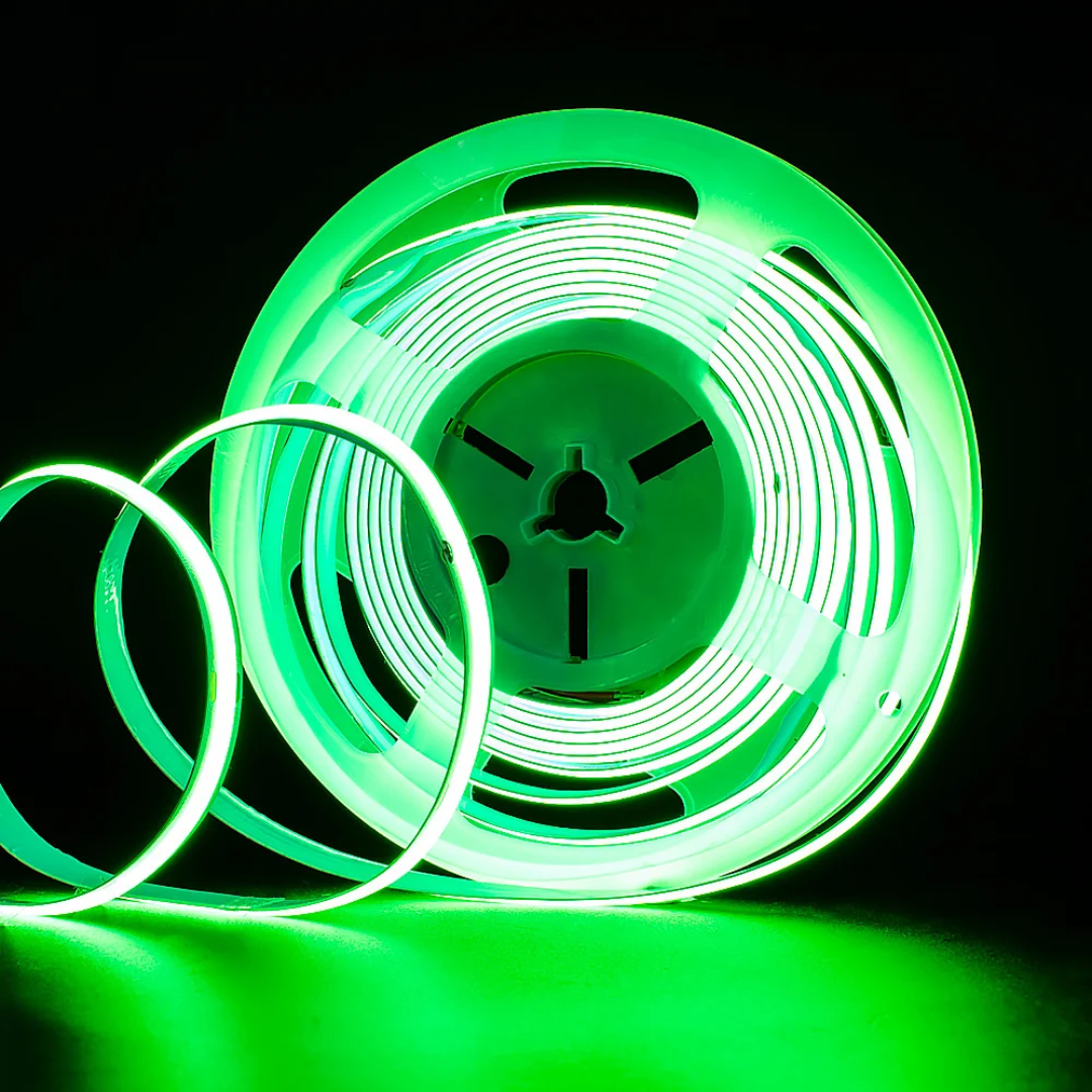 8mm Green COB Dotless LED Strip Light – 12V, 5M, 320 LEDs/m – Vibrant & Refreshing Glow