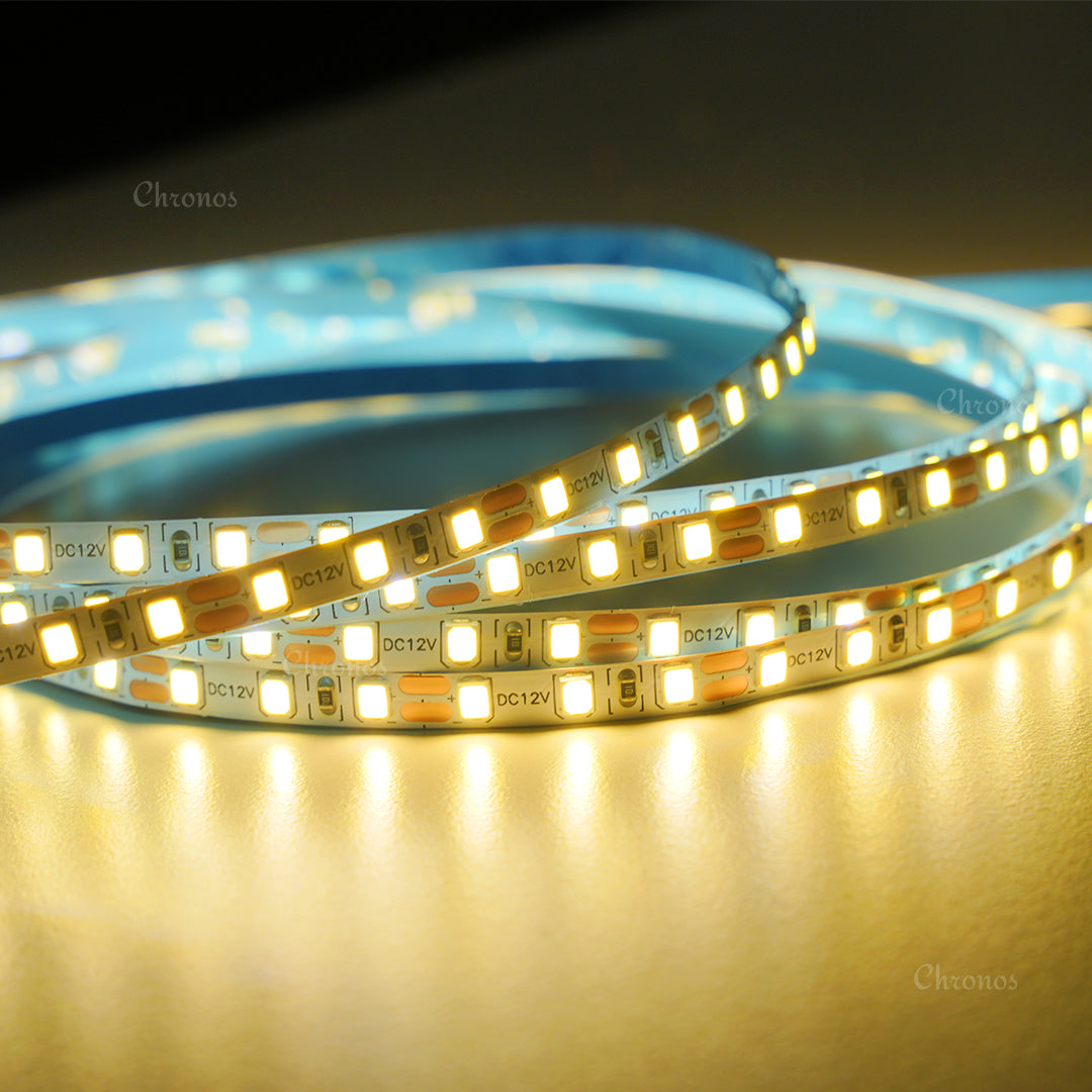 Home & Office Warm White LED Strip Light – 5mm, 120 LEDs/m, 12V – Elegant & Inviting
