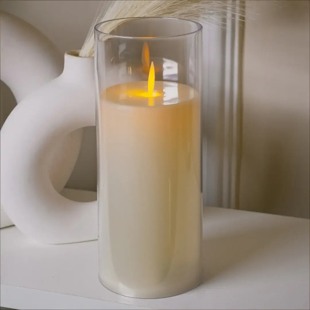 Imitation Acrylic Glass LED Pillar Candle – Lightweight, durable, and elegant lighting solution