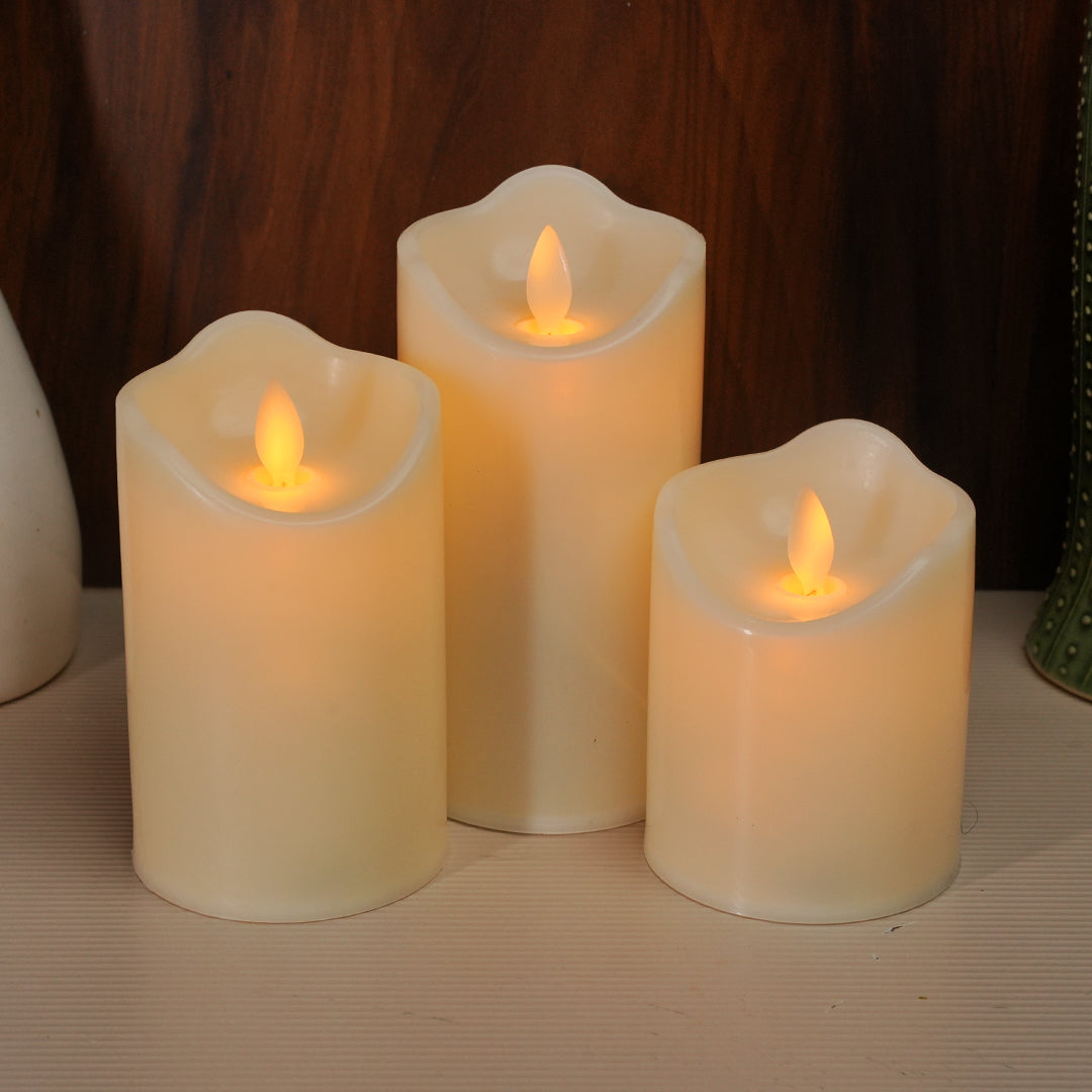 Indoor decorative LED pillar candle with realistic glow