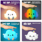 Kawaii LED lamp made of soft silicone, featuring USB rechargeability and touch sensor activation.