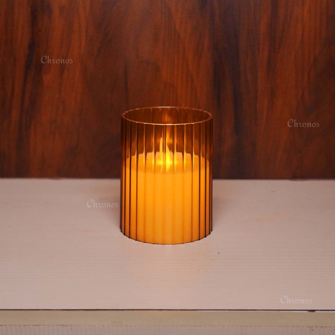LED Moving Flame Pleated Acrylic Glass Candle – Realistic flickering flame without fire risk – Chronos Lights